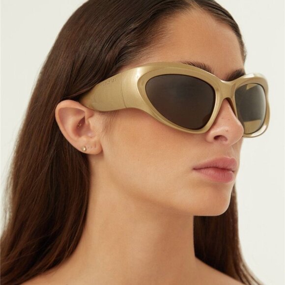 NEW BALENCIAGA CAT EYE SUNGLASSES BALENCIAGA BB0228S 004 GOLD BROWN EYEWEAR - Picture 3 of 5